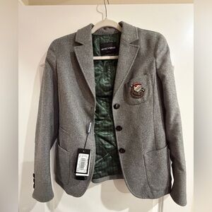 Emporio Armani Gray Blazer with Green Lining